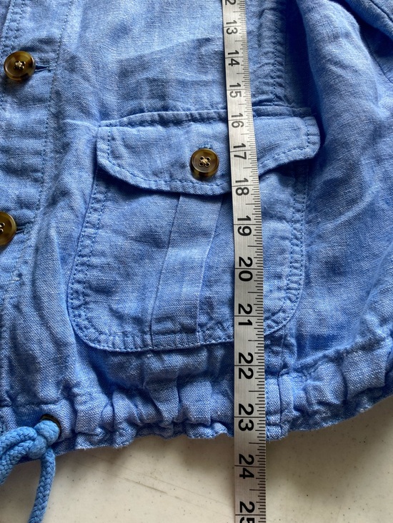 Talbots Light Blue Linen Drawstring Hem Jacket - Picture 6 of 6